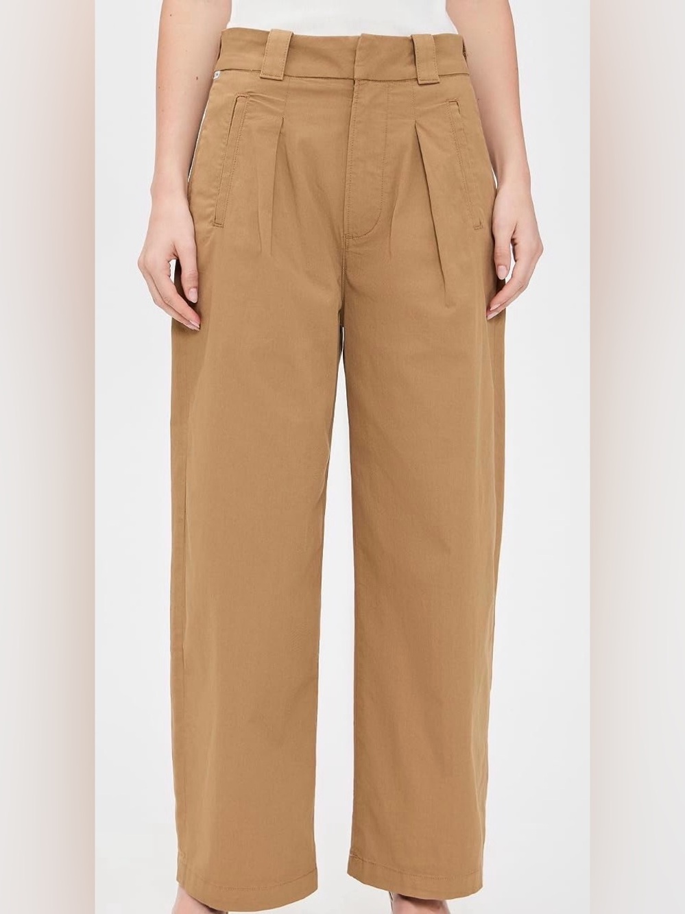 Citizens of Humanity Cara Cropped Pleated Trousers in Tan Sz 27 NWOT